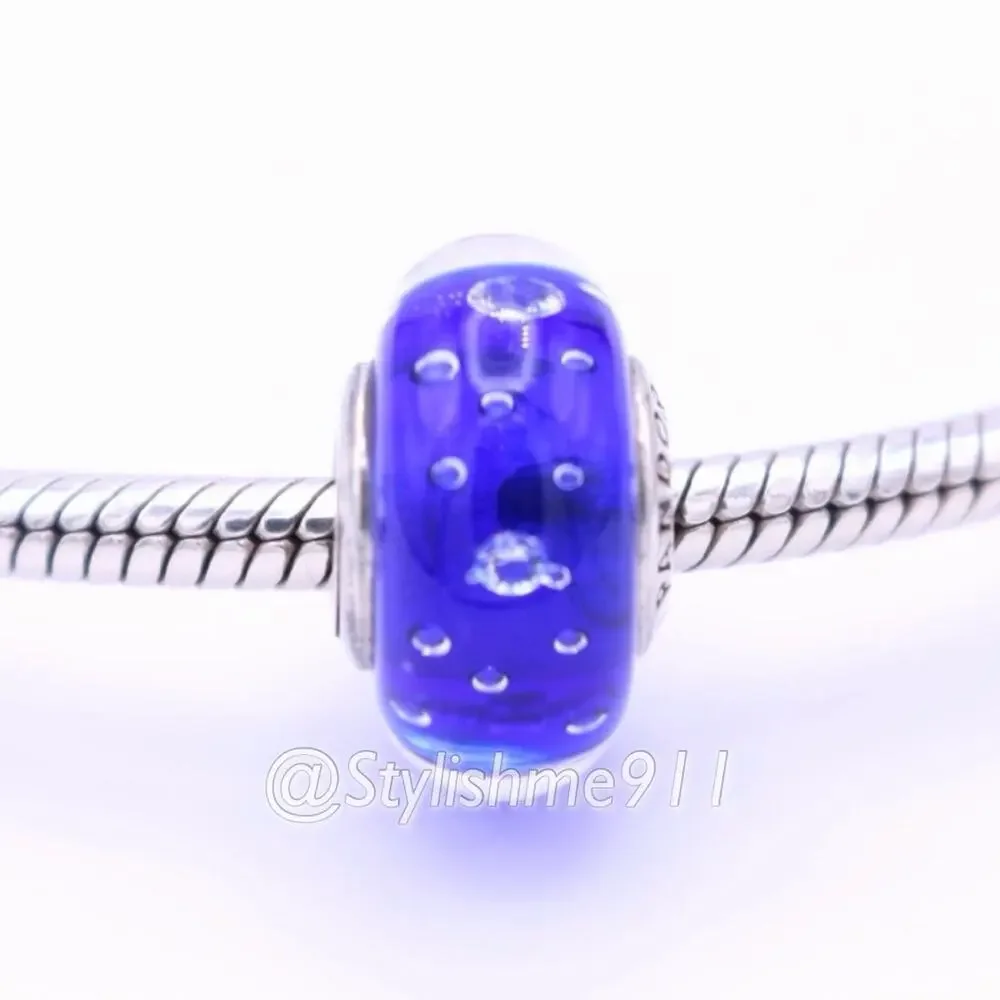 Authentic PANDORA Dark Blue Effervescence Glass Charm